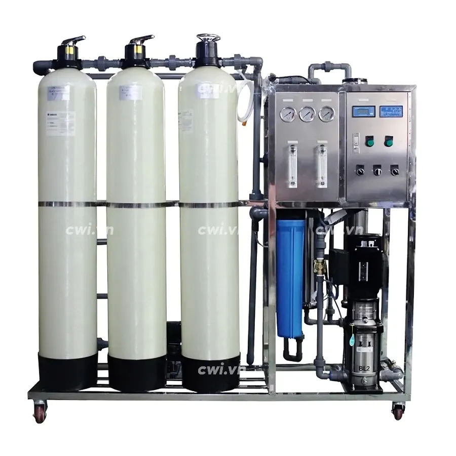 Hệ thống RO EDI 500L/h: Cấp nước tinh khiết (ba cột lọc)